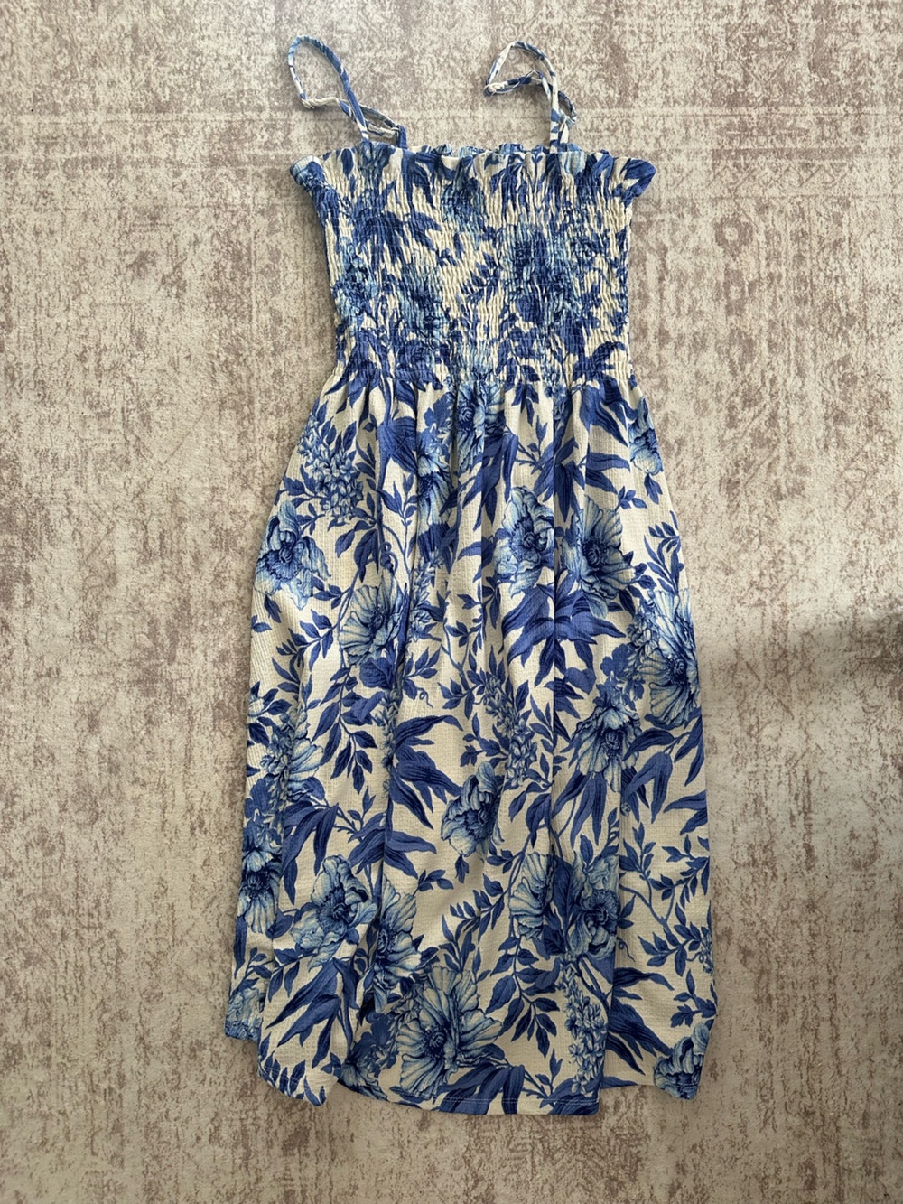 H&M Blue and Cream Floral Maxi Dress